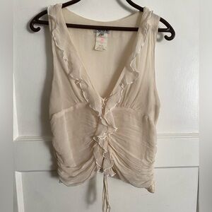 Vintage Chiffon Ivory Ruffle Blouse